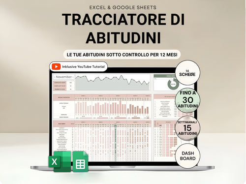 Tracker delle abitudini per Excel e Google Sheets