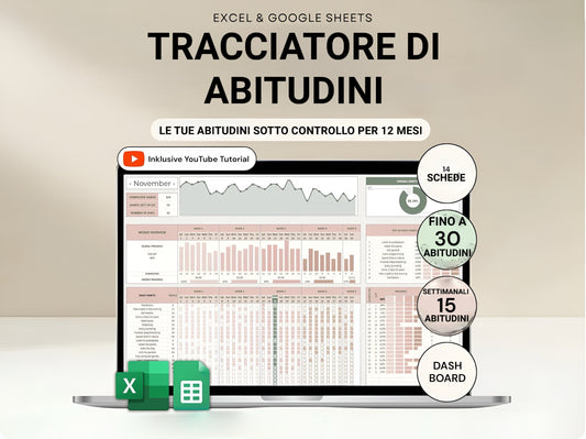 Tracker delle abitudini per Excel e Google Sheets